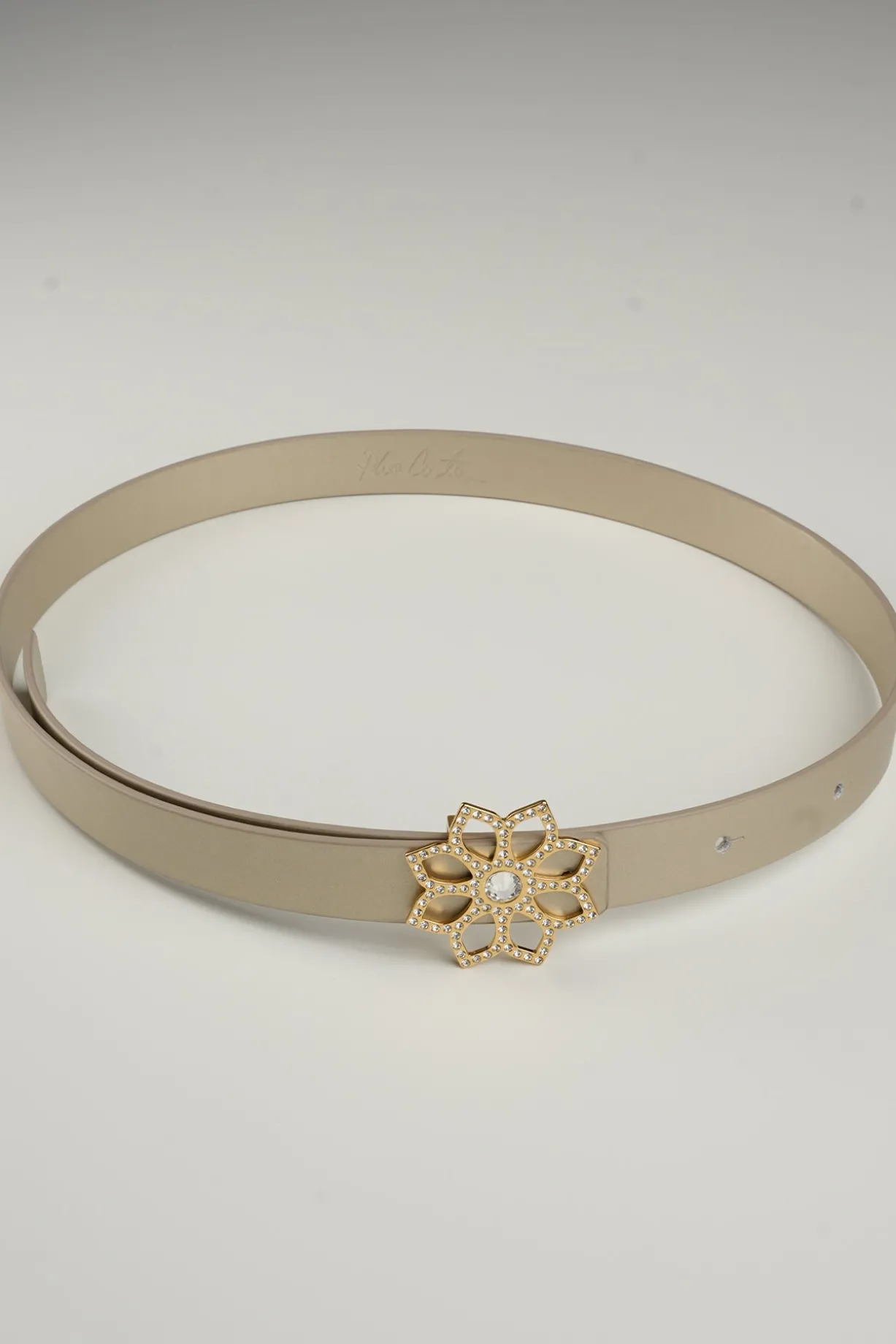 Lotus Leather Waist Belt In Gold With Gold Buckle
