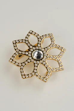 Lotus Leather Waist Belt In Gold With Gold Buckle