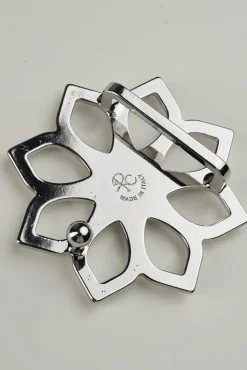 Lotus Leather Waist Belt In Sapphire With Silver Buckle