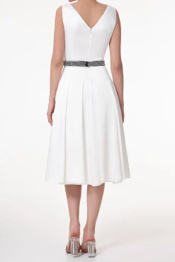 Marilyn Satin Midi Dress In Ivory