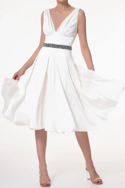 Marilyn Satin Midi Dress In Ivory
