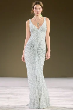 Melek Dress In White-Silver