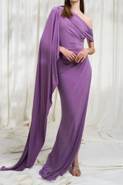 Palmer Jersey Long Dress In Dusty-Lilac