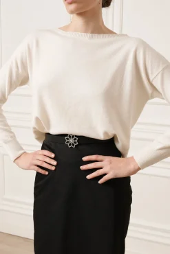 Rania Boat Neck Cashmere Sweater In Luna