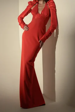 Ranya Long Dress In Hot-Red