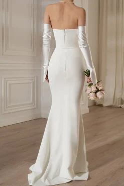 Raven Crepe Long Dress In Off-White