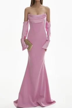 Raven Crepe Long Dress In Soft-Lilac