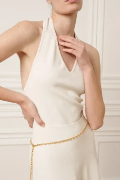 Rea Viscose Jersey Midi Skirt In Off-White