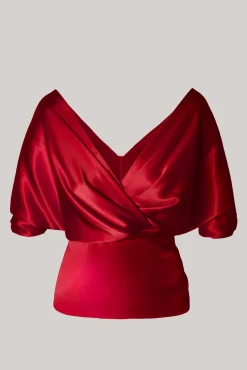 Reese Silk Top In Hot-Red