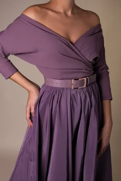 Ripple Aubergine Leather Waist Belt With Rose-Gold Buckle