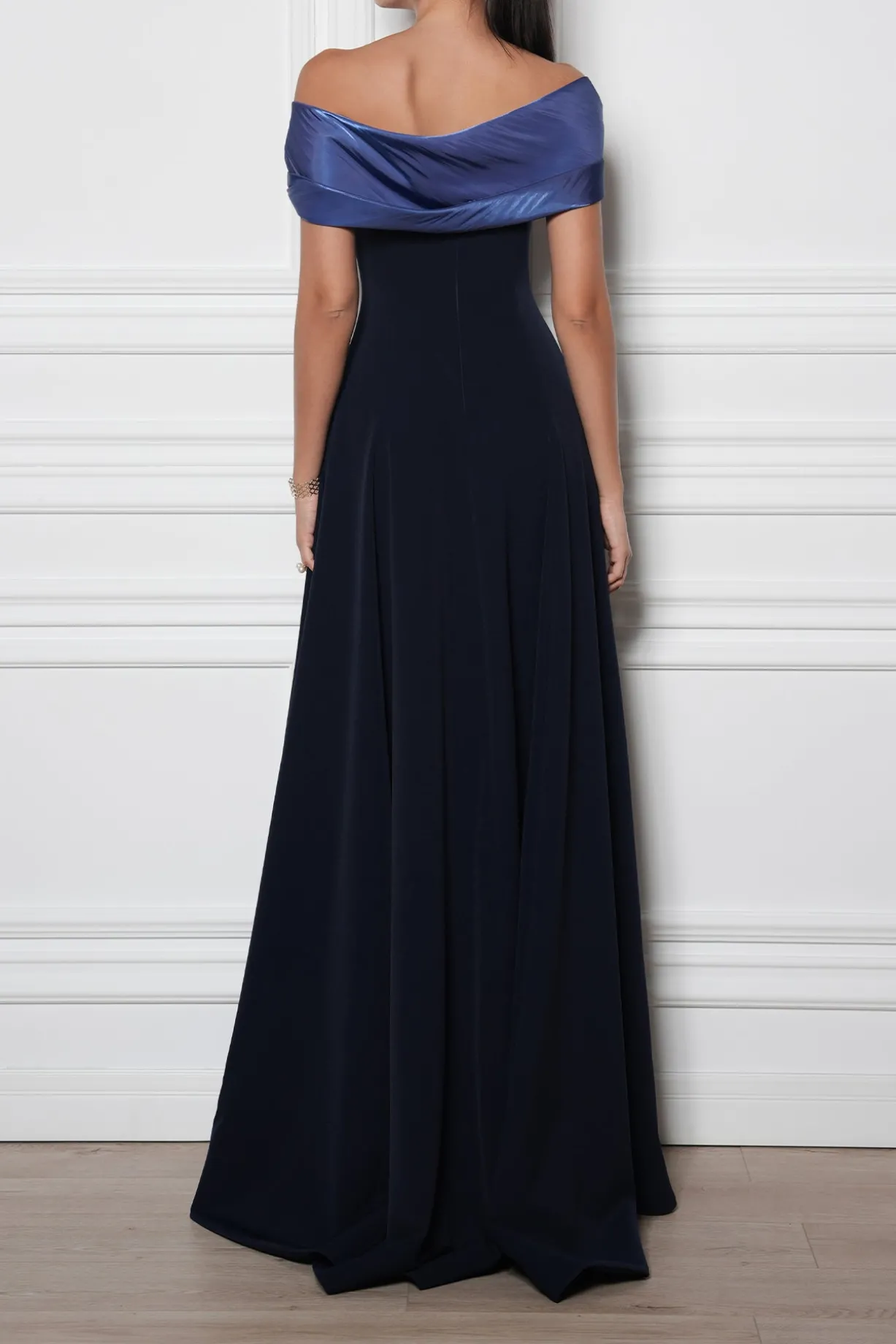 Salma Midnight Blue Crepe Long Dress