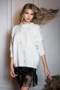 Short Silk Lace Skirt In Black
