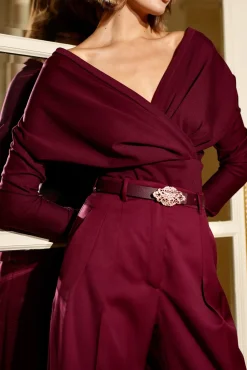 Sofia Stretchy Top In Burgundy