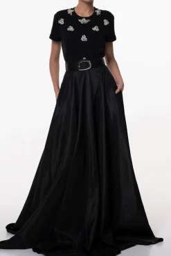 Taffeta Long Skirt In Black
