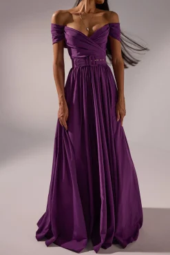 Tania Long Dress In Plum