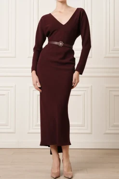 Thea Midi Dress In Burgundy