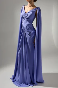Valeria Cape-Dress In Purple-Blue